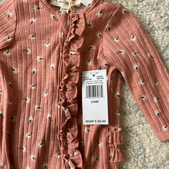 NWT Pink Ditsy Floral Ruffled baby One Piece Matching Headband size 3-6 months - Picture 5 of 7